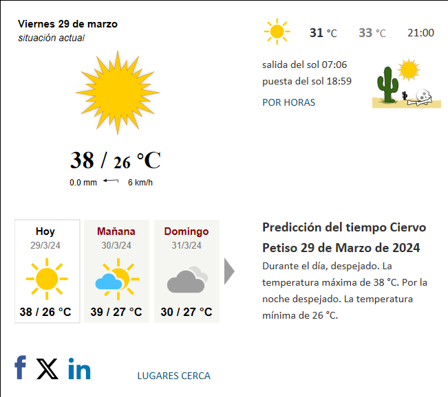 Tiempo Ciervo Petiso Argentina Hoy actual predicci n del tiempo